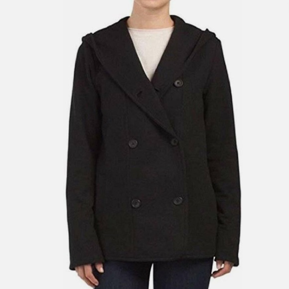 James Perse hooded double breasted black jacket - Picture 1 of 6